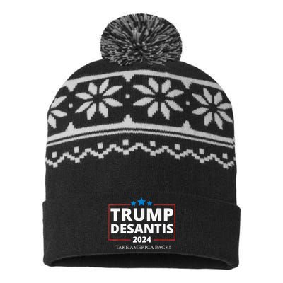 Donald Trump 2024 Take America Back Election 2024 Patriotic USA-Made Snowflake Beanie