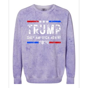 Donald Trump 2024 Save America Again Election Gift Colorblast Crewneck Sweatshirt