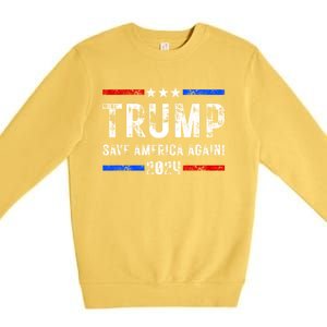 Donald Trump 2024 Save America Again Election Gift Premium Crewneck Sweatshirt