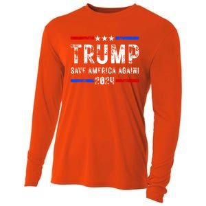 Donald Trump 2024 Save America Again Election Gift Cooling Performance Long Sleeve Crew