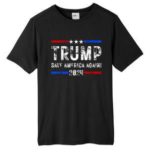 Donald Trump 2024 Save America Again Election Gift Tall Fusion ChromaSoft Performance T-Shirt