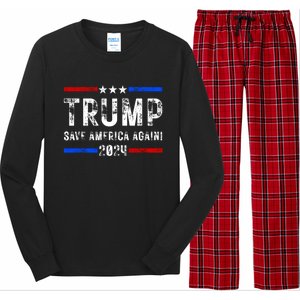 Donald Trump 2024 Save America Again Election Gift Long Sleeve Pajama Set