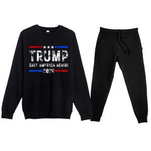 Donald Trump 2024 Save America Again Election Gift Premium Crewneck Sweatsuit Set