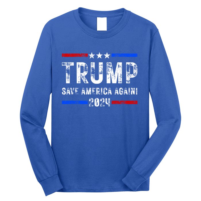 Donald Trump 2024 Save America Again Election Gift Long Sleeve Shirt