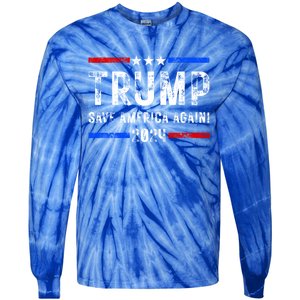 Donald Trump 2024 Save America Again Election Gift Tie-Dye Long Sleeve Shirt