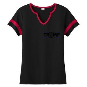 Donald Trump 2024 Raised The Bar Front And Back Ladies Halftime Notch Neck Tee