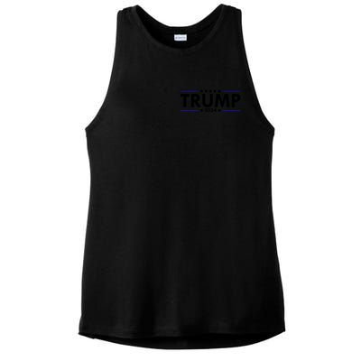 Donald Trump 2024 Raised The Bar Front And Back Ladies PosiCharge Tri-Blend Wicking Tank