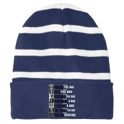 Donald Trump 2024 Raised The Bar Front And Back Striped Beanie with Solid Band