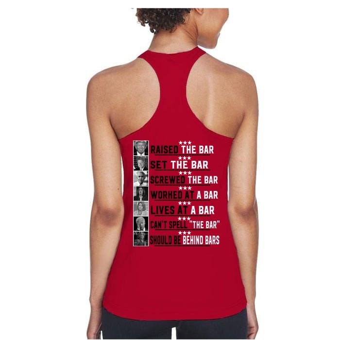 Donald Trump 2024 Raised The Bar Front And Back Women's Racerback Tank