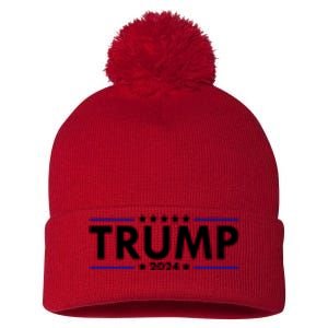 Donald Trump 2024 Raised The Bar Front And Back Pom Pom 12in Knit Beanie