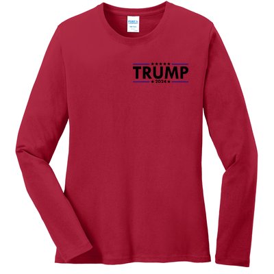 Donald Trump 2024 Raised The Bar Front And Back Ladies Long Sleeve Shirt