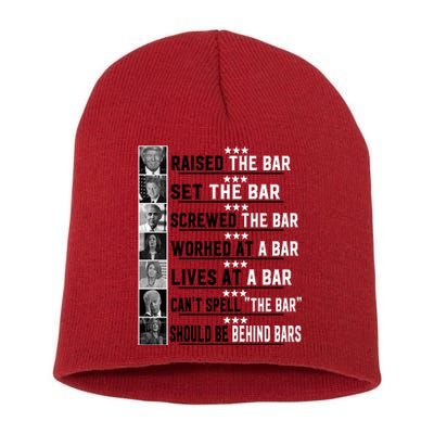 Donald Trump 2024 Raised The Bar Front And Back Short Acrylic Beanie