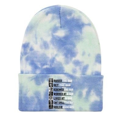 Donald Trump 2024 Raised The Bar Front And Back Tie Dye 12in Knit Beanie