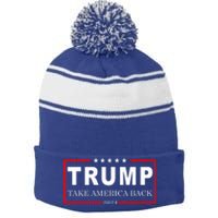 Donald Trump 2024 Take America Back USA United States Stripe Pom Pom Beanie