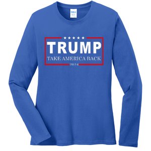 Donald Trump 2024 Take America Back USA United States Ladies Long Sleeve Shirt