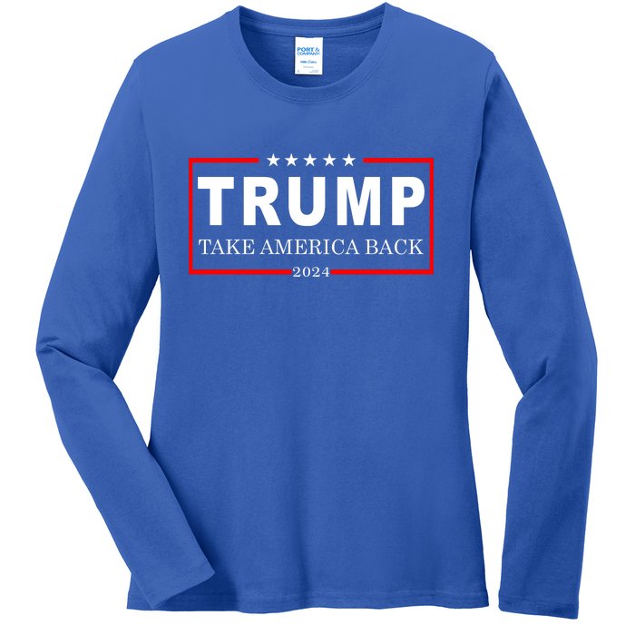 Donald Trump 2024 Take America Back USA United States Ladies Long Sleeve Shirt