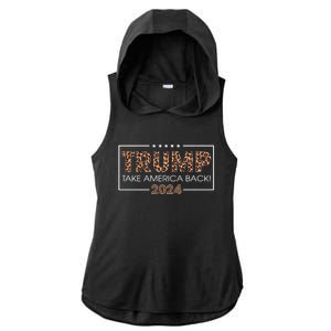 Donald Trump 2024 Gift Take America Back Leopard Print Gift Women Ladies PosiCharge Tri-Blend Wicking Draft Hoodie Tank