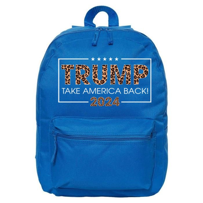 Donald Trump 2024 Gift Take America Back Leopard Print Gift Women 16 in Basic Backpack