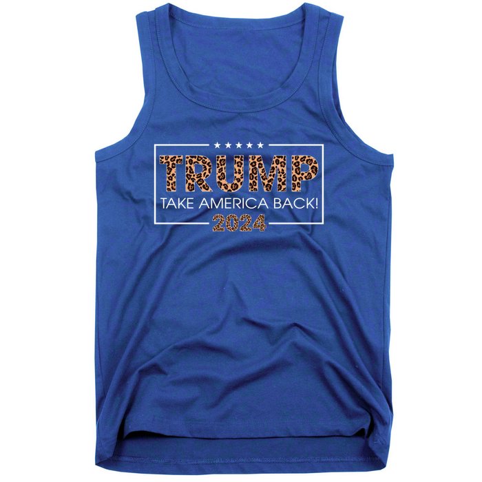 Donald Trump 2024 Gift Take America Back Leopard Print Gift Women Tank Top