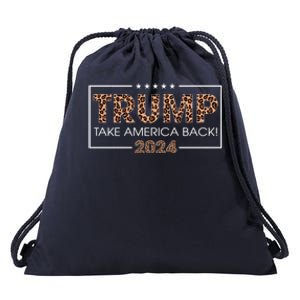 Donald Trump 2024 Gift Take America Back Leopard Print Gift Women Drawstring Bag