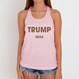 Donald Trump 2024 Gift Take America Back Leopard Print Gift Women Women's Knotted Racerback Tank