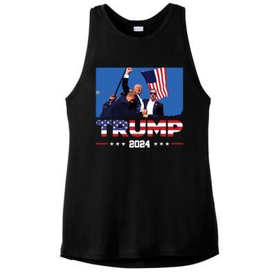 Donald Trump 2024 Survived Shot At Election Rally Ladies PosiCharge Tri-Blend Wicking Tank