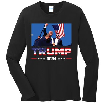 Donald Trump 2024 Survived Shot At Election Rally Ladies Long Sleeve Shirt