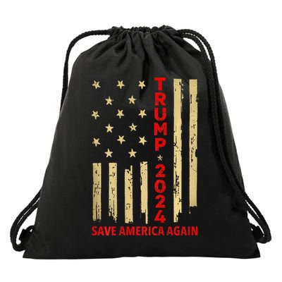 Donald Trump 2024 Save America Again Drawstring Bag