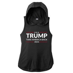 Donald Trump 2024 Take America Back USA United States Ladies PosiCharge Tri-Blend Wicking Draft Hoodie Tank