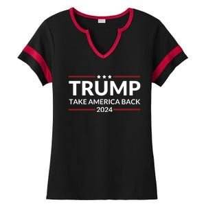 Donald Trump 2024 Take America Back USA United States Ladies Halftime Notch Neck Tee