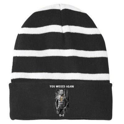 Donald Trump 2024 Missed Me Funny Conservative Striped Beanie with Solid Band