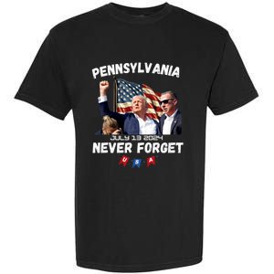 Donald Trump 2024 Election Gifts For Patriotics Butler Pennsylvania Never Forget Garment-Dyed Heavyweight T-Shirt