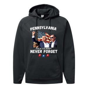 Donald Trump 2024 Election Gifts For Patriotics Butler Pennsylvania Never Forget Performance Fleece Hoodie