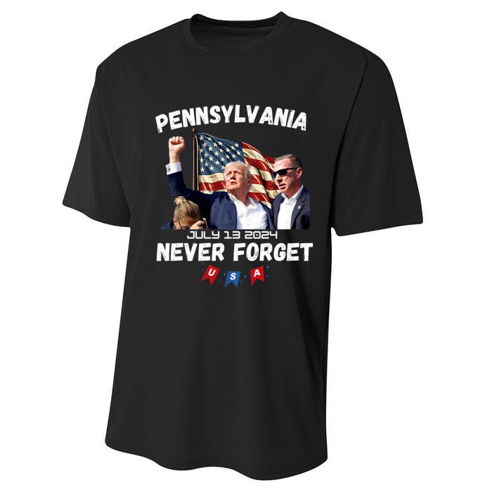 Donald Trump 2024 Election Gifts For Patriotics Butler Pennsylvania Never Forget Performance Sprint T-Shirt