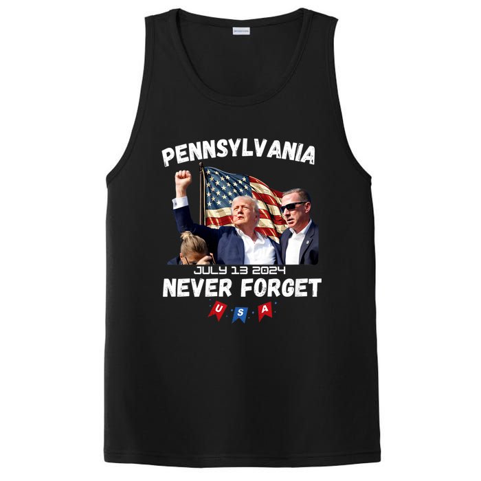 Donald Trump 2024 Election Gifts For Patriotics Butler Pennsylvania Never Forget PosiCharge Competitor Tank