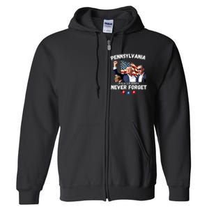 Donald Trump 2024 Election Gifts For Patriotics Butler Pennsylvania Never Forget Full Zip Hoodie