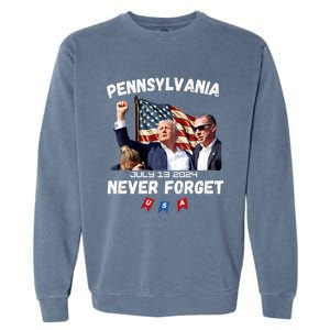 Donald Trump 2024 Election Gifts For Patriotics Butler Pennsylvania Never Forget Garment-Dyed Sweatshirt