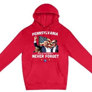 Donald Trump 2024 Election Gifts For Patriotics Butler Pennsylvania Never Forget Premium Pullover Hoodie