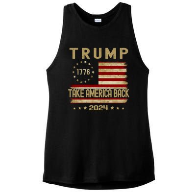 Donald Trump 2024 Take America Back Election The Return Funny Gift Ladies PosiCharge Tri-Blend Wicking Tank