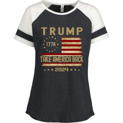 Donald Trump 2024 Take America Back Election The Return Funny Gift Enza Ladies Jersey Colorblock Tee