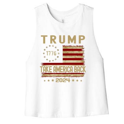 Donald Trump 2024 Take America Back Election The Return Funny Gift Women's Racerback Cropped Tank