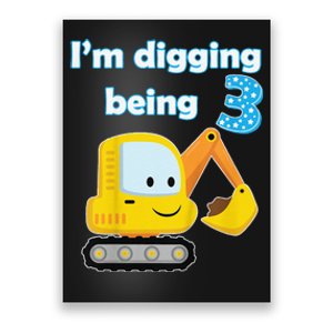 Digger Three 3yr 3rd 3 Year Old Birthday Poster