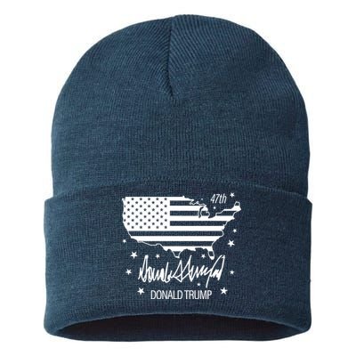 Donald Trump 47th President American Sustainable Knit Beanie