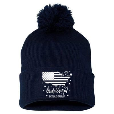 Donald Trump 47th President American Pom Pom 12in Knit Beanie