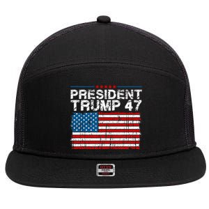 Donald Trump 47 Usa President 2024 Trump 47 President 7 Panel Mesh Trucker Snapback Hat