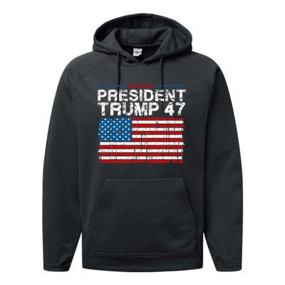 Donald Trump 47 Usa President 2024 Trump 47 President Performance Fleece Hoodie