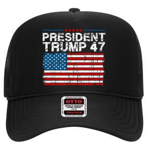 Donald Trump 47 Usa President 2024 Trump 47 President High Crown Mesh Back Trucker Hat