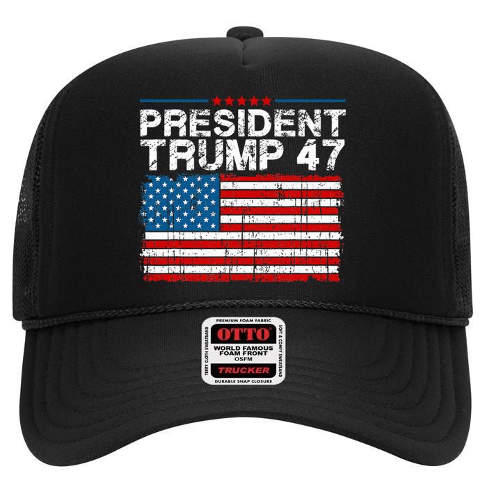 Donald Trump 47 Usa President 2024 Trump 47 President High Crown Mesh Back Trucker Hat