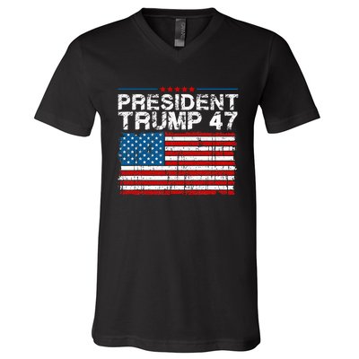 Donald Trump 47 Usa President 2024 Trump 47 President V-Neck T-Shirt