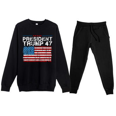 Donald Trump 47 Usa President 2024 Trump 47 President Premium Crewneck Sweatsuit Set